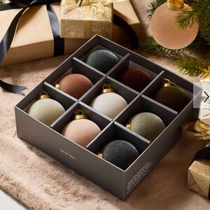 West Elm Velvet Flocked Ornaments (Set of 9)